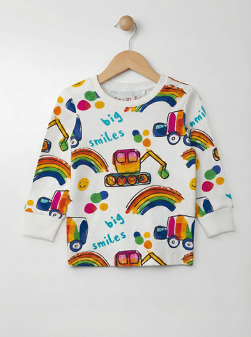 Big Smiles Rainbow Construction Print Full Sleeve Tee