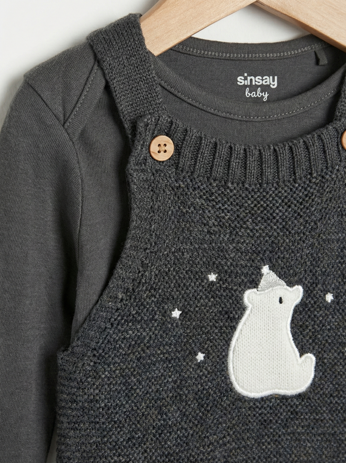 Knit Baby Dungaree Set | Black