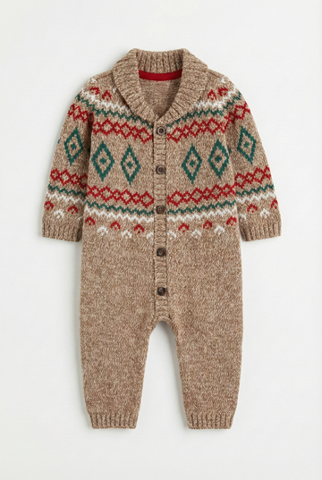 Shawl Collar Knit Romper