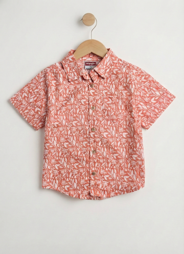 Toddler Boy's Half Sleeve Cotton Shirt | Pale Orange