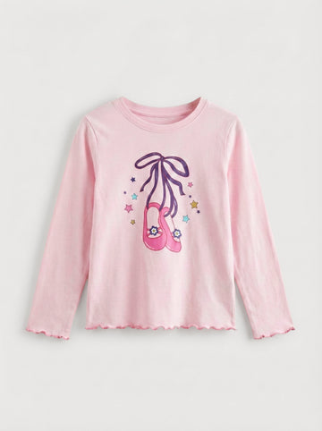 Girl's Pure Cotton Soft Pink Full Sleeve T-shirt