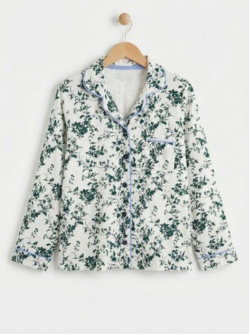 Kid's Leaf Print Pajama Top