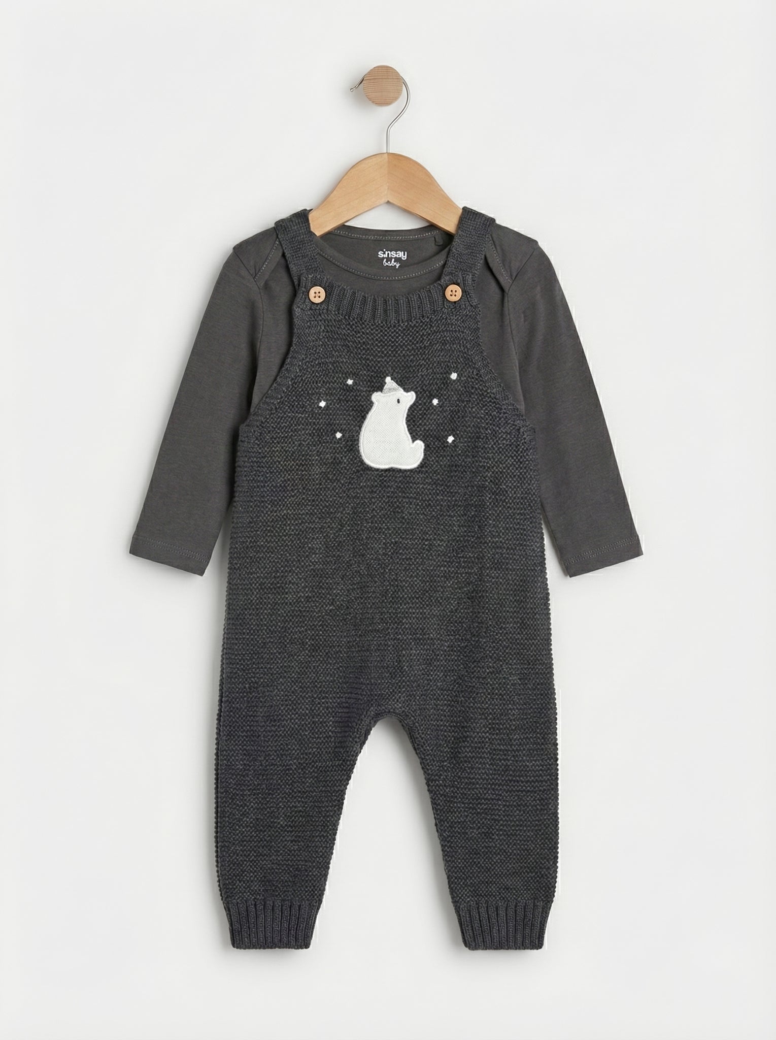 Knit Baby Dungaree Set | Black