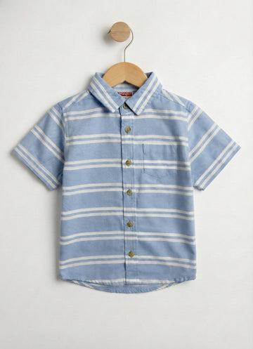 Toddler Boys Light Blue Striped Cotton Shirt