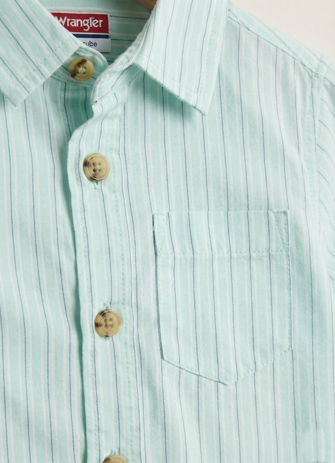 Toddler Boys' Short Sleeve Striped Shirt – Light Mint & Blue Striped