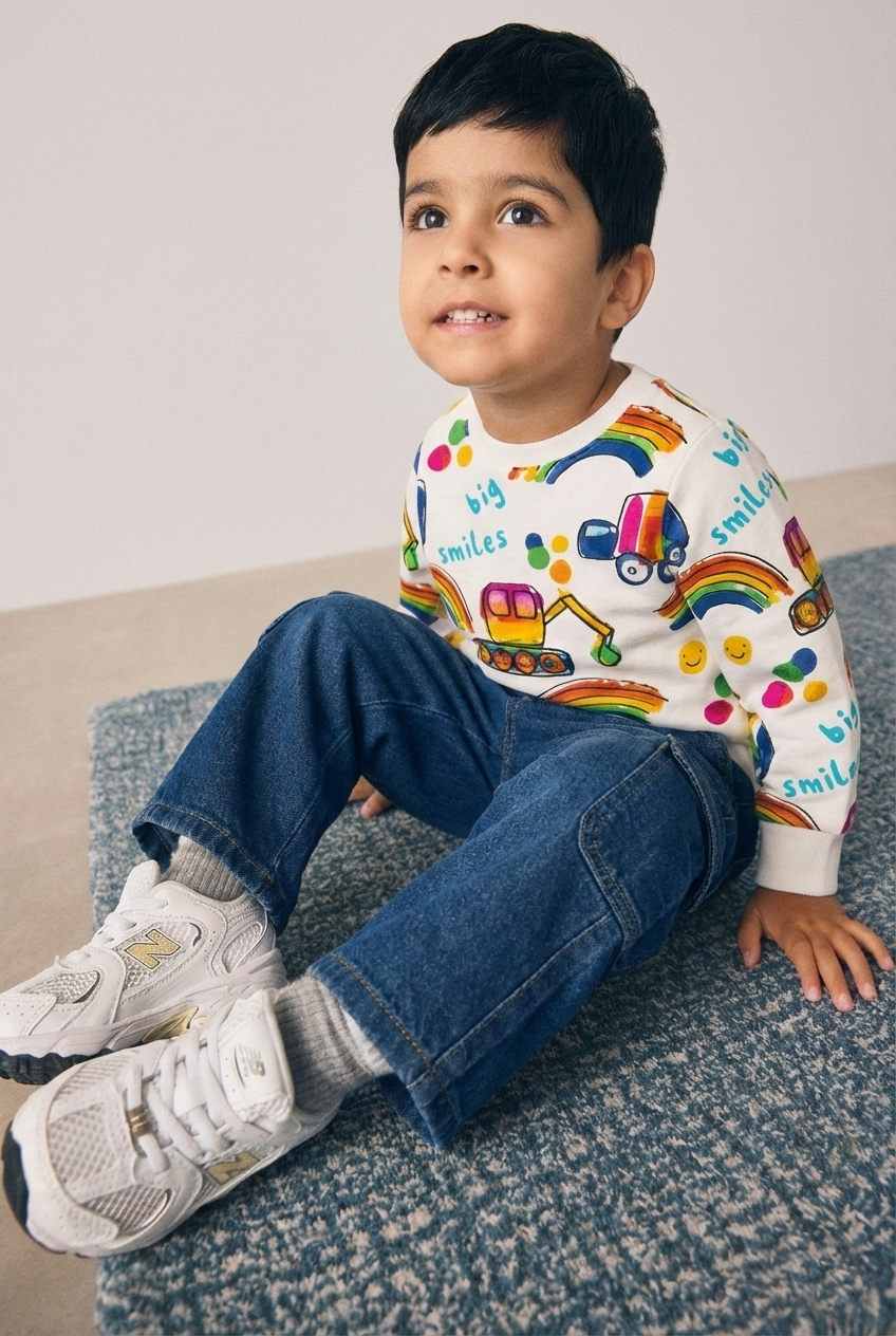 Big Smiles Rainbow Construction Print Full Sleeve Tee