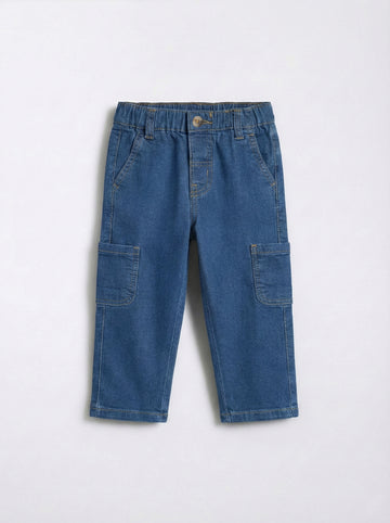 Toddler Straight Cut Cargo Jeans | Classic Denim Wash