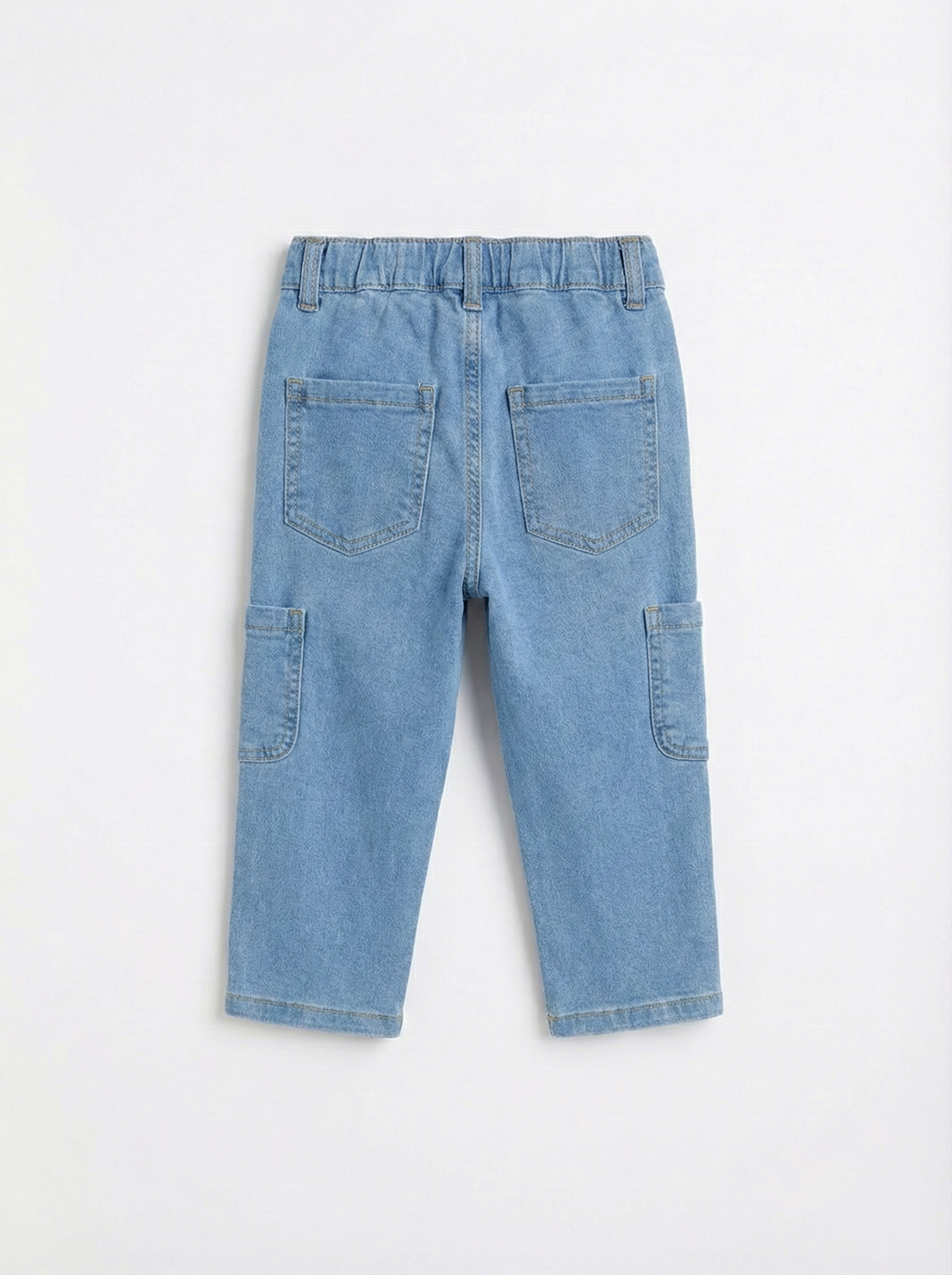 Toddler Straight Cut Cargo Jeans | Light Stone Wash