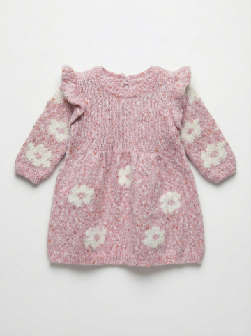 Toddler Girl's Yarn Frock | Floral Print