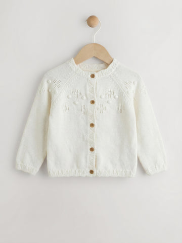 Baby Soft Cotton White Cardigan
