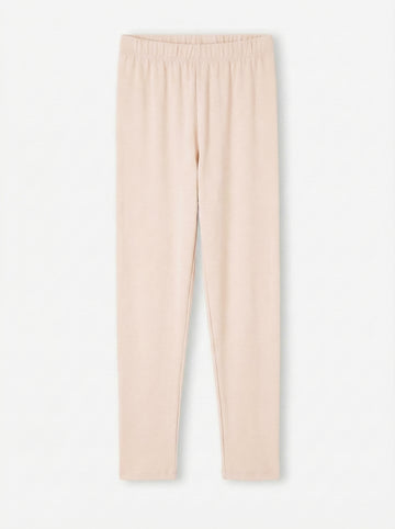Girls' Essential Cotton Leggings – Light Beige