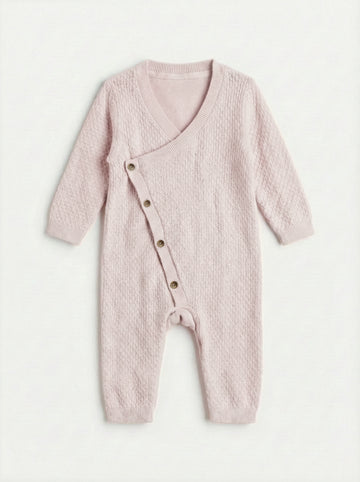Textured Knit Wrap Romper | Light Pink