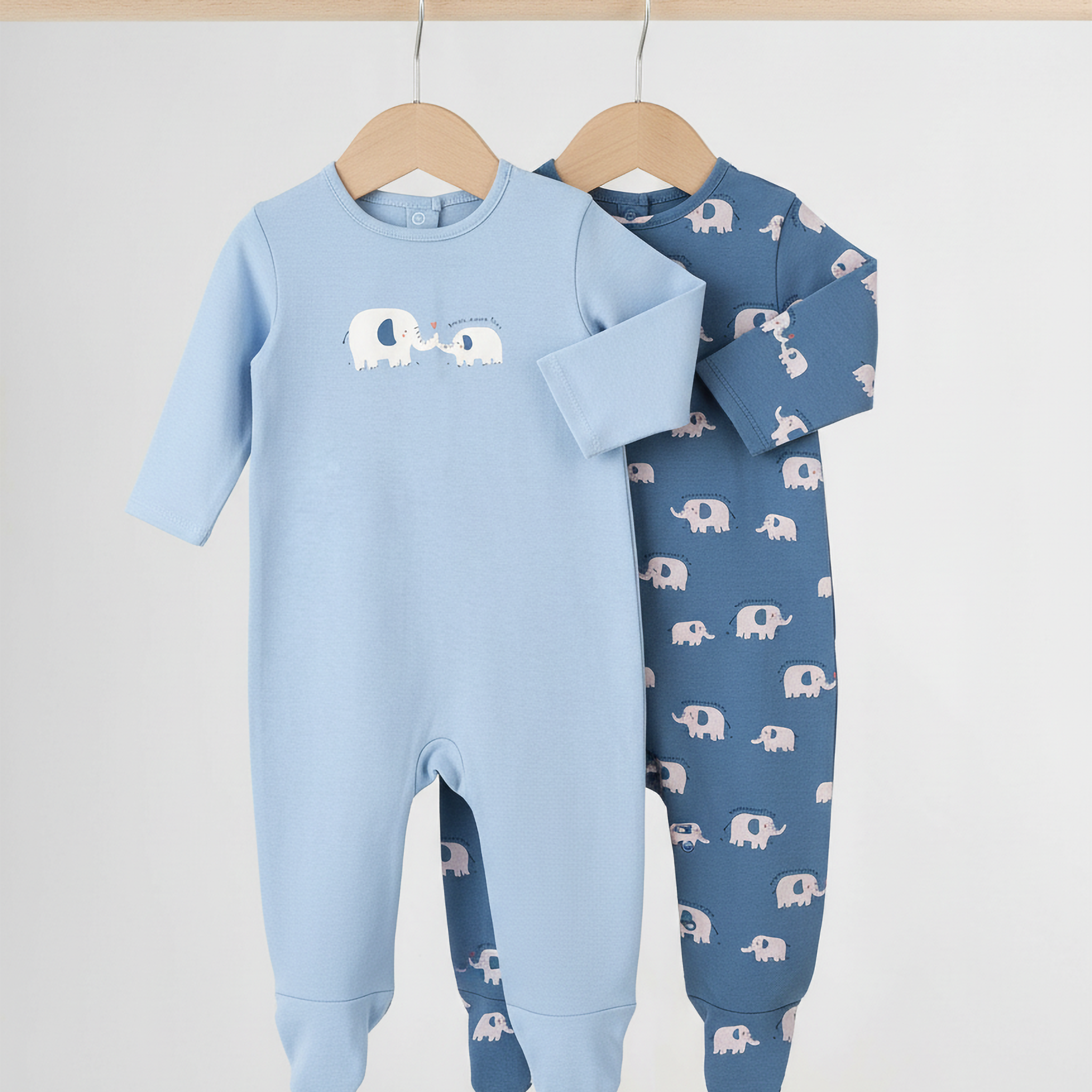 2-Pack Elephant Print Baby Rompers