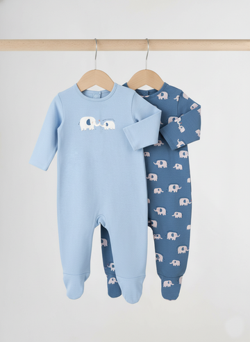 2-Pack Elephant Print Baby Rompers