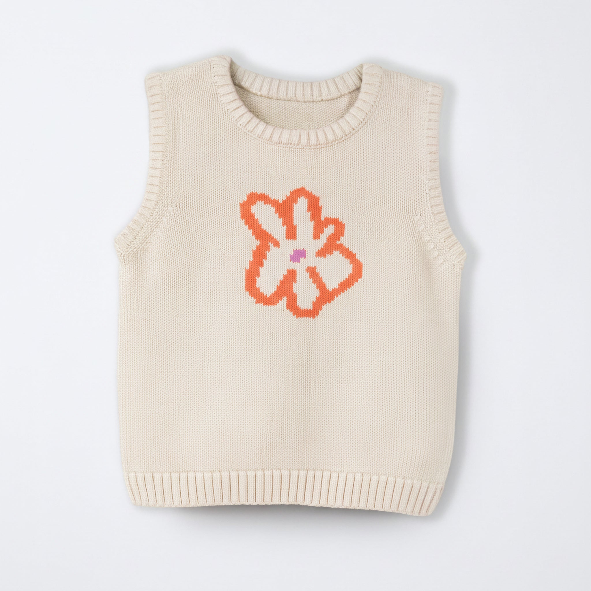 Girl's Floral Knitted Vest | Cream