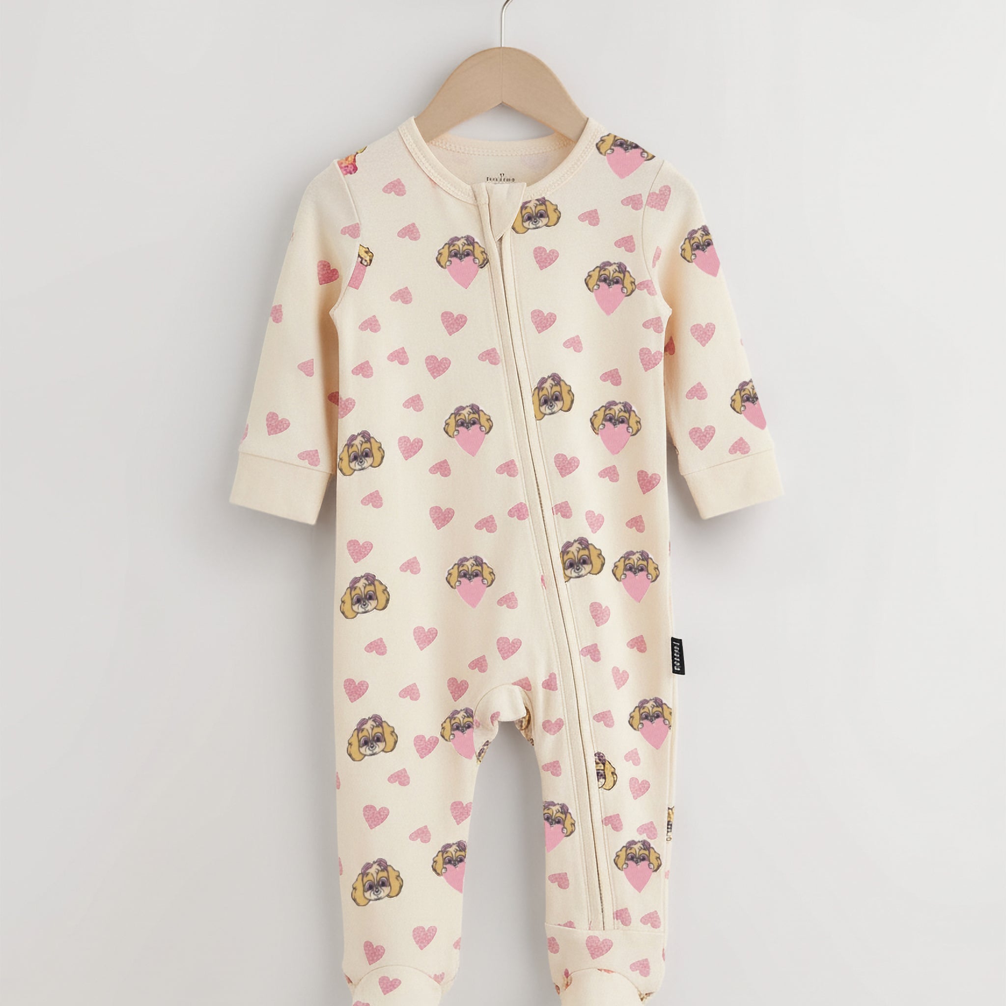 Baby Romper | Cotton, Zipper, Footwear, Beige, Paw Patrol