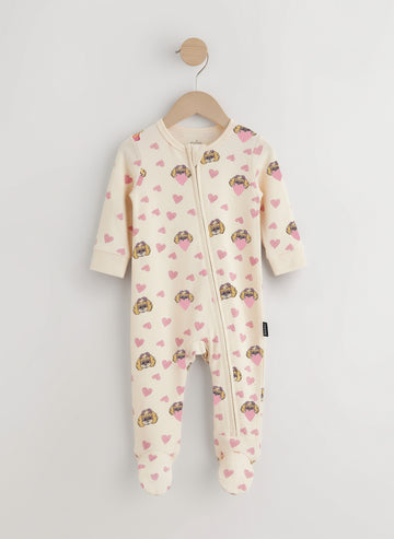 Baby Romper | Cotton, Zipper, Footwear, Beige, Paw Patrol