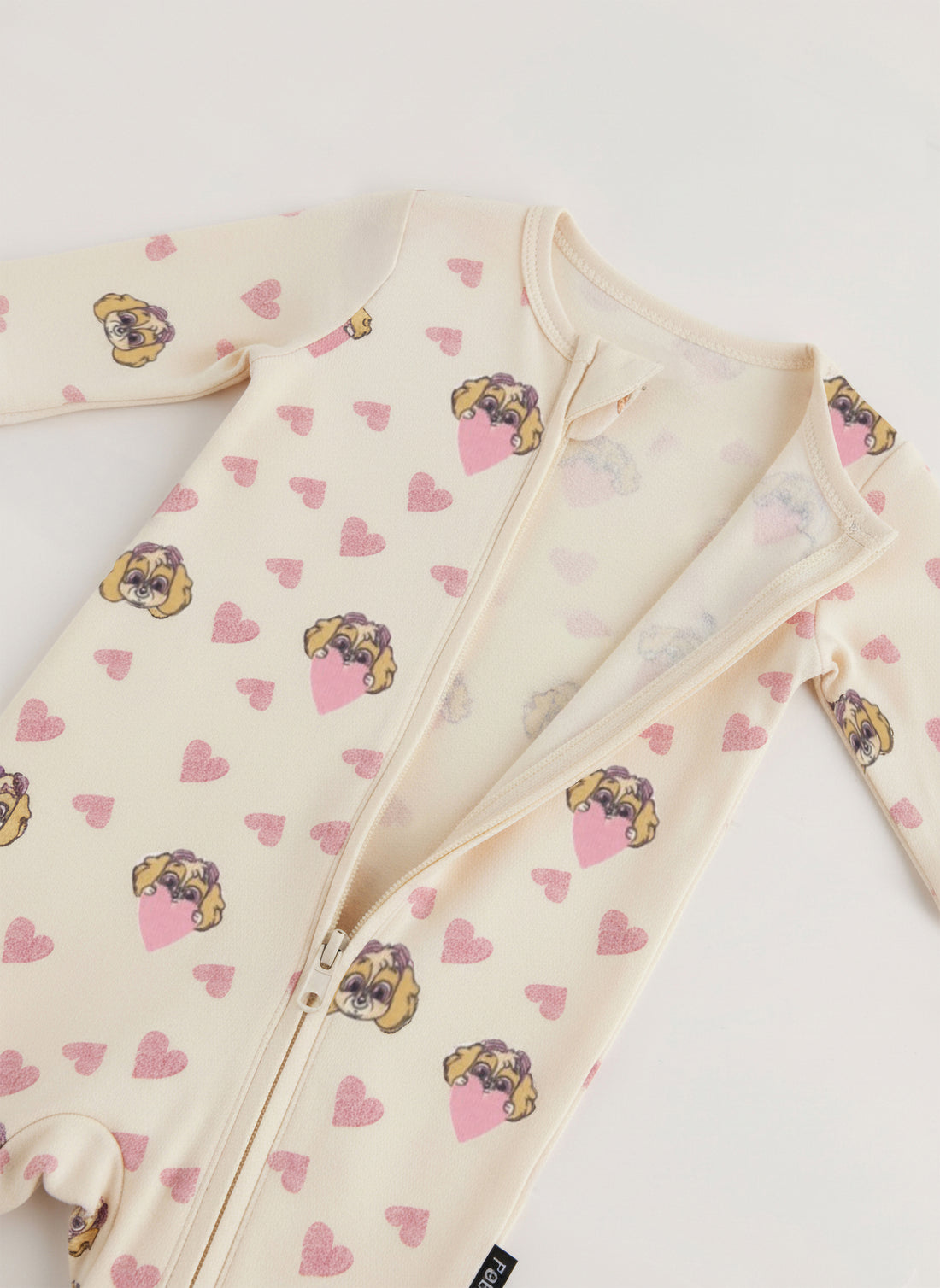 Baby Romper | Cotton, Zipper, Footwear, Beige, Paw Patrol