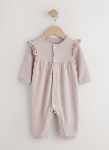 Light Purple Ruffled Shoulder Baby Romper | Cotton