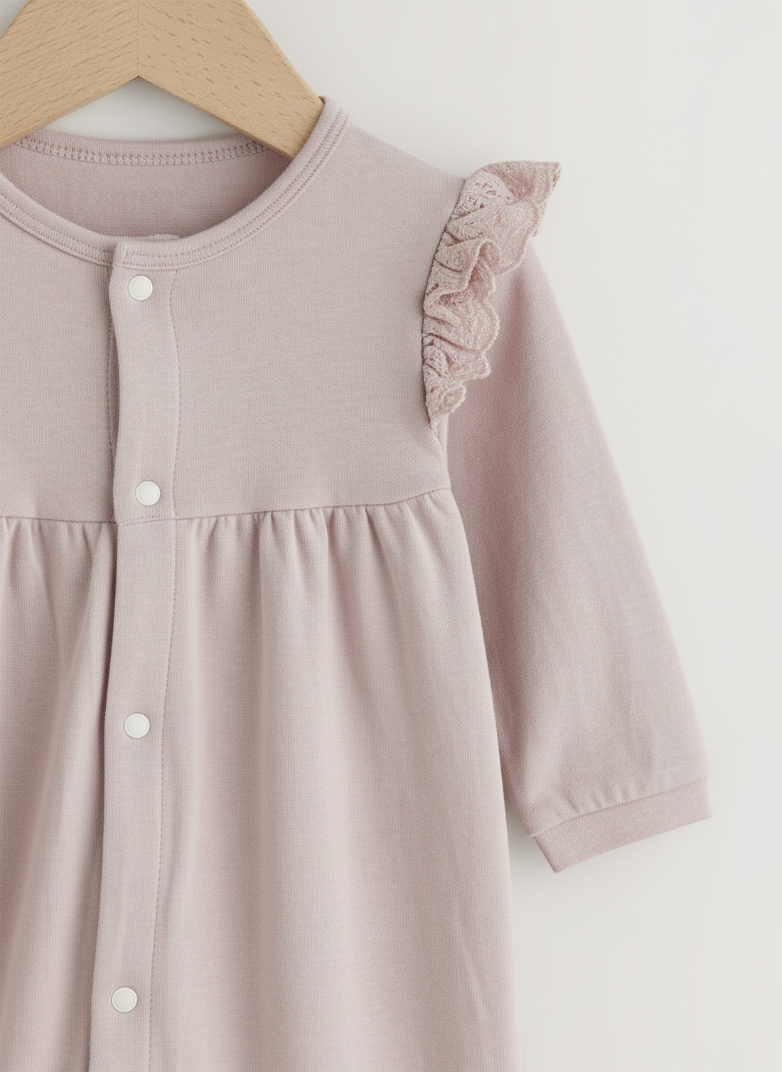 Light Purple Ruffled Shoulder Baby Romper | Cotton