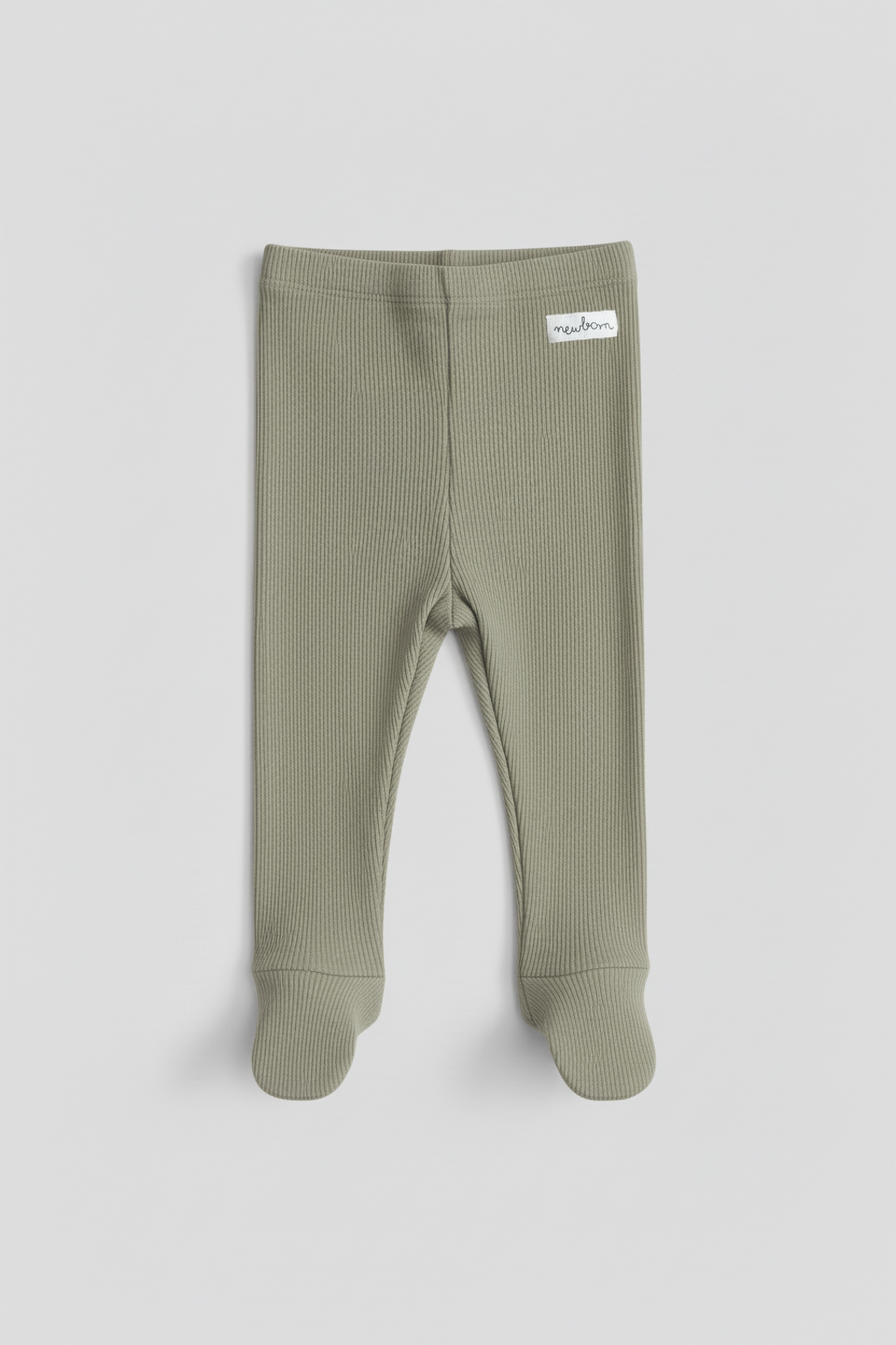 Soft Olive Baby Leggings with Attached Socks