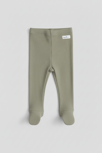 Soft Olive Baby Leggings with Attached Socks