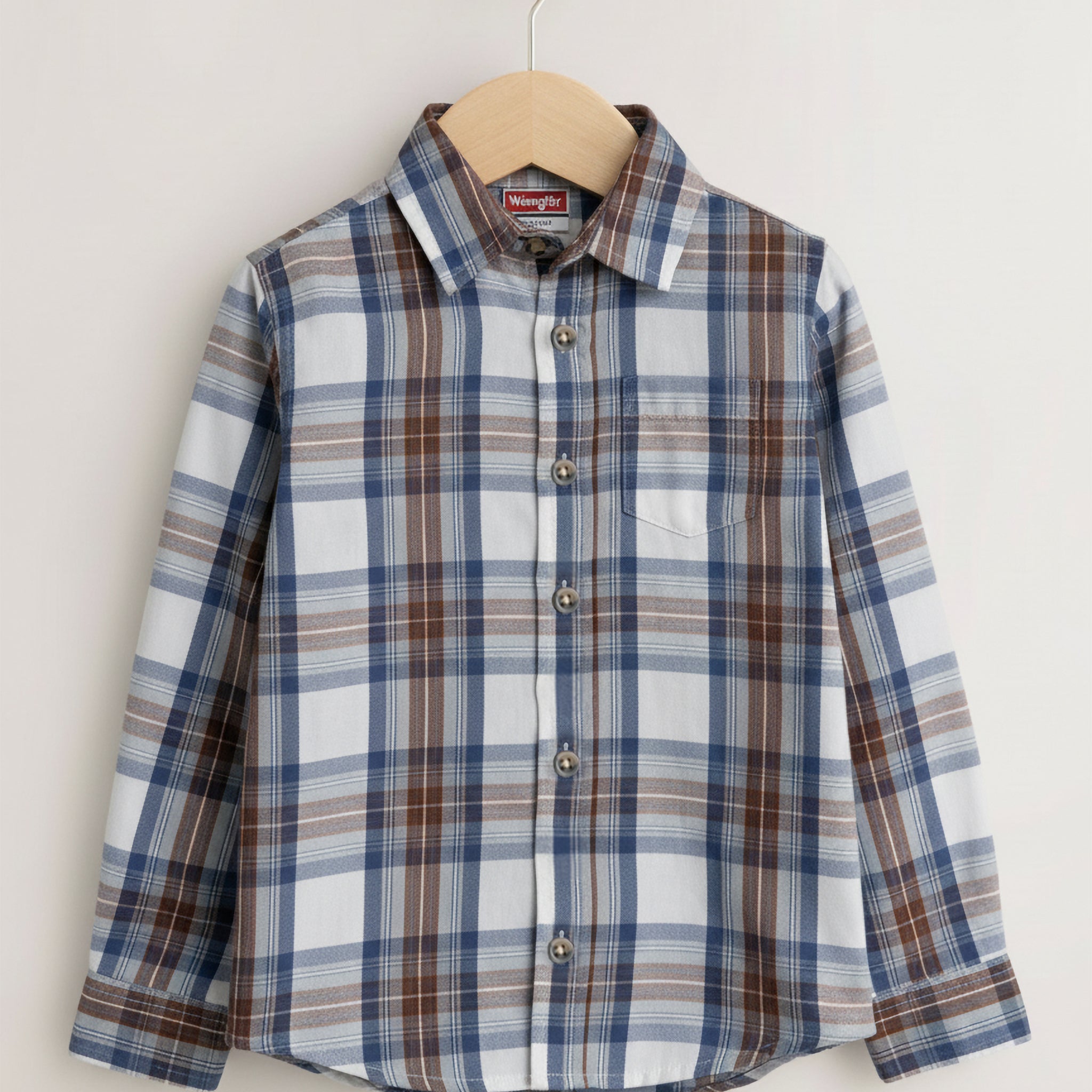 Toddler Full Sleeve Cotton Shirt | White & Khaki Stripe