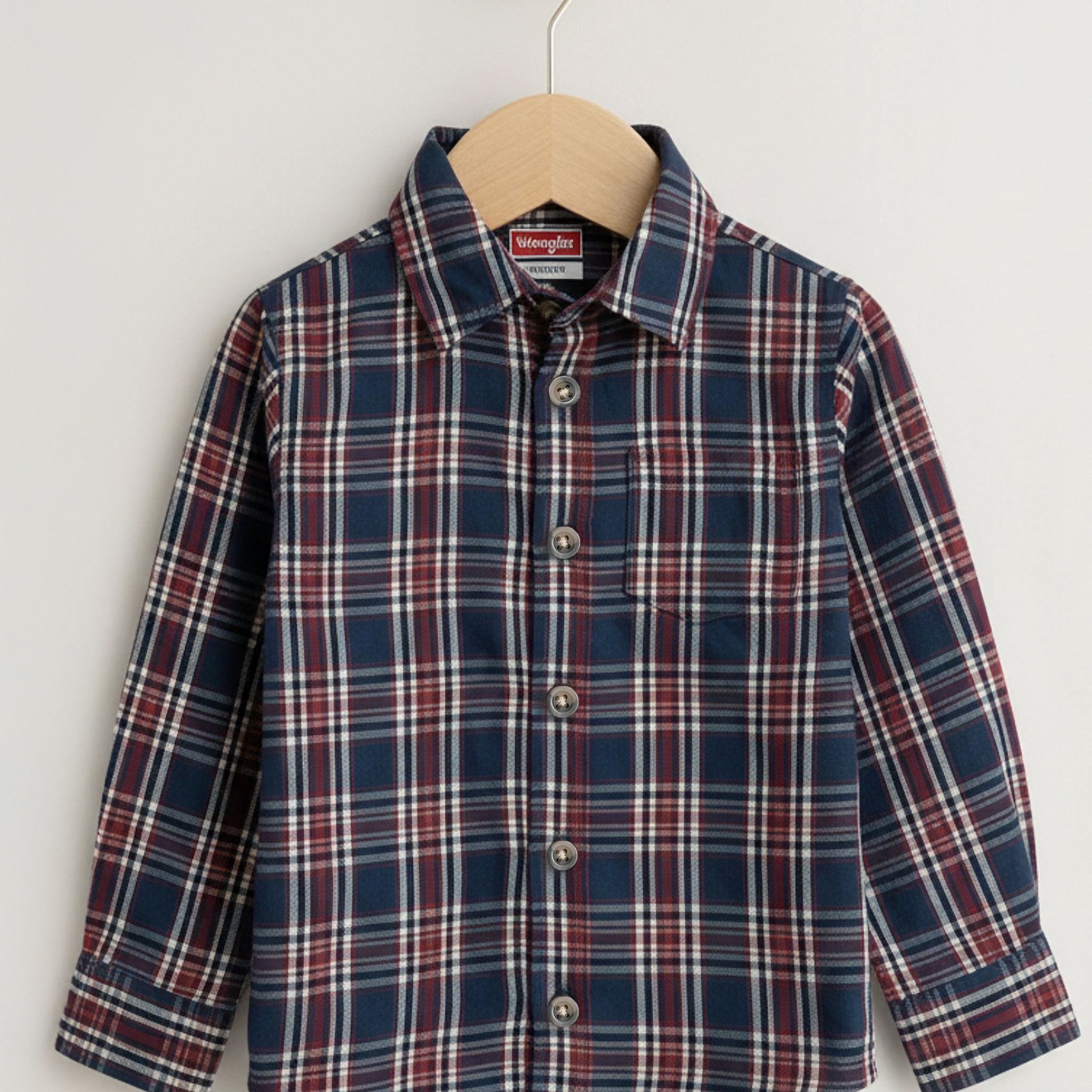 Toddler Boy's Full Sleeve Cotton Shirt | Navy & Red Striped