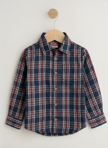 Toddler Boy's Full Sleeve Cotton Shirt | Navy & Red Striped