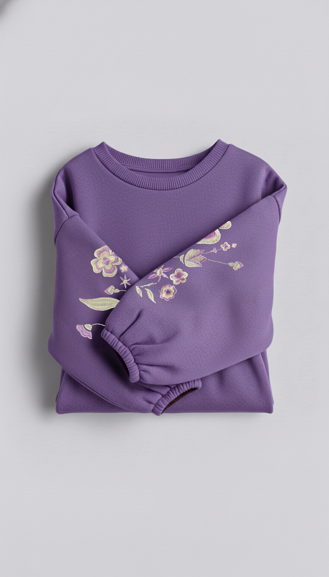 Girl's Embroidered Fleece Lined Sweatshirt Dress | Violet