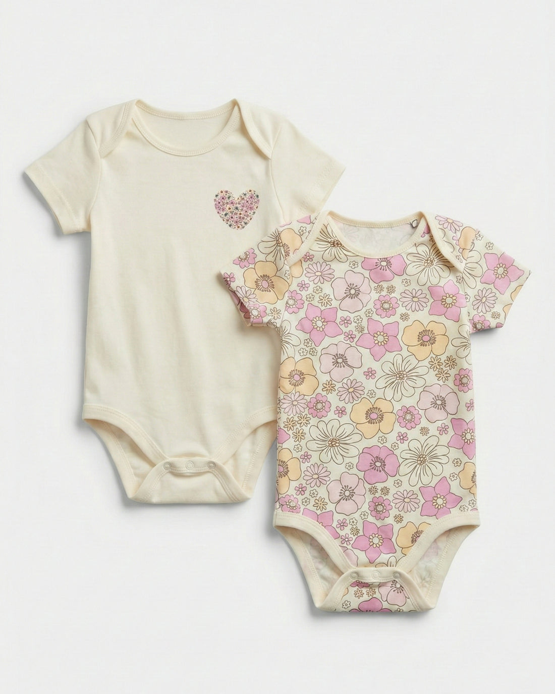 2-Piece Baby Girl Floral Cotton Bodysuit Set