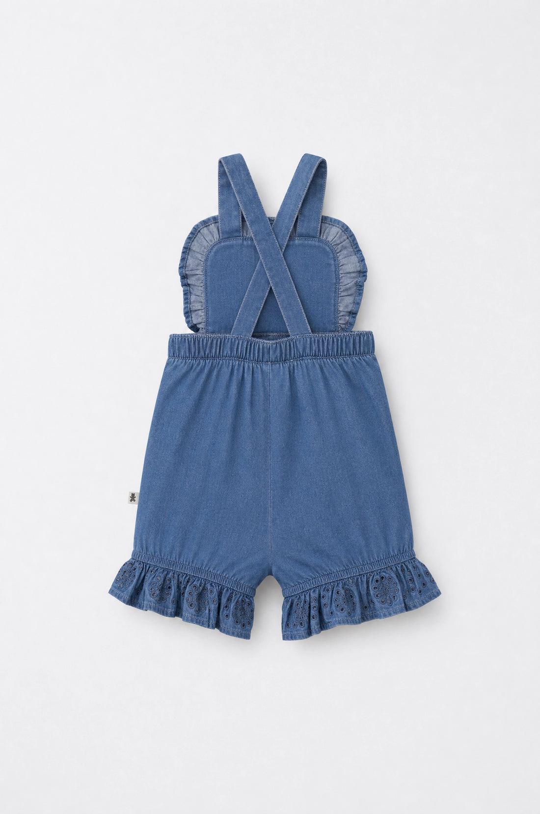 Girl's Denim Ruffled Trim Overall