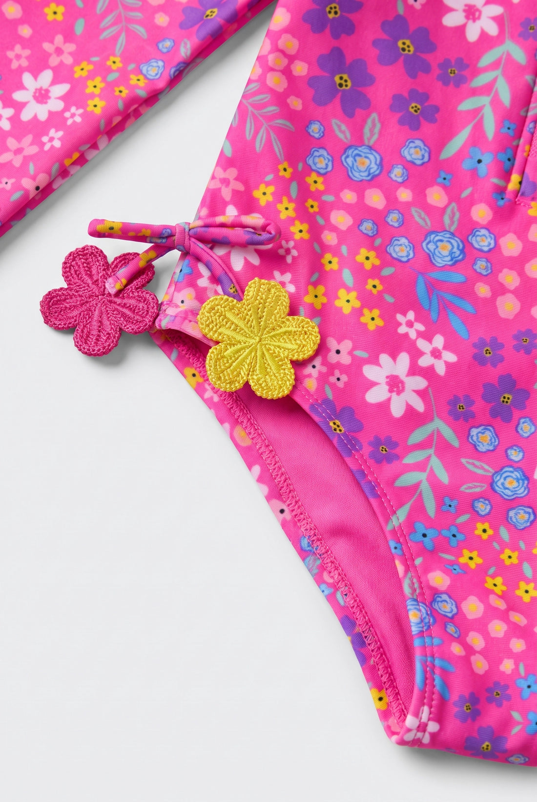 Girl's Floral Print Swimsuit  — Crochet Flower