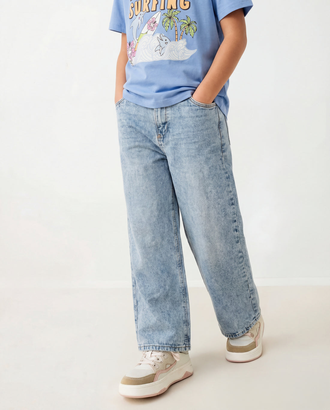 Girl's Straight Cut Acid Wash Denim