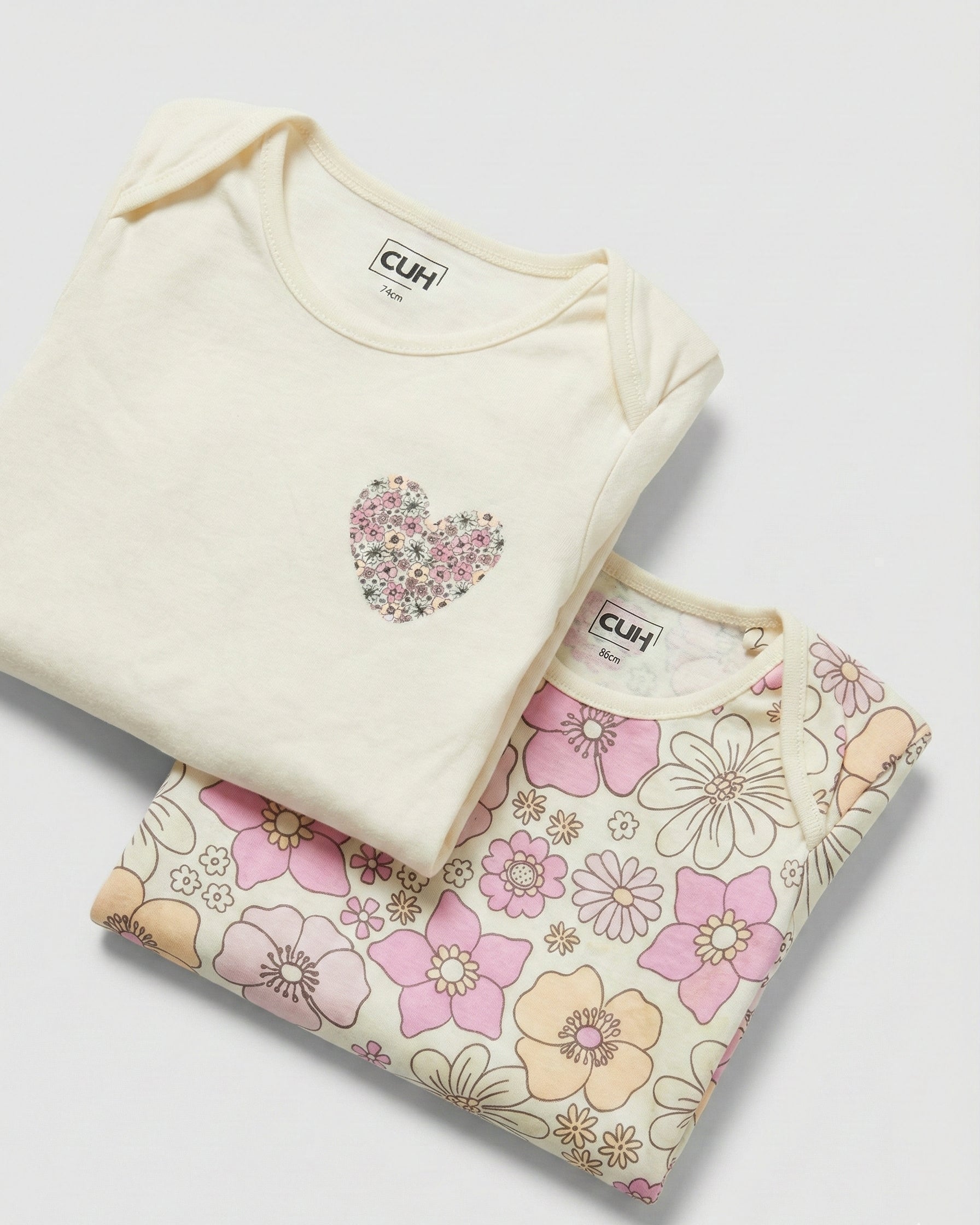 2-Piece Baby Girl Floral Cotton Bodysuit Set