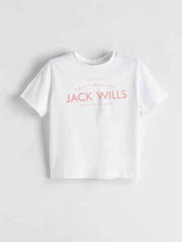 Girl's Crop Length White T-Shirt | Cotton