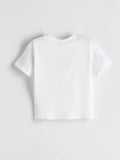 Girl's Crop Length White T-Shirt | Cotton