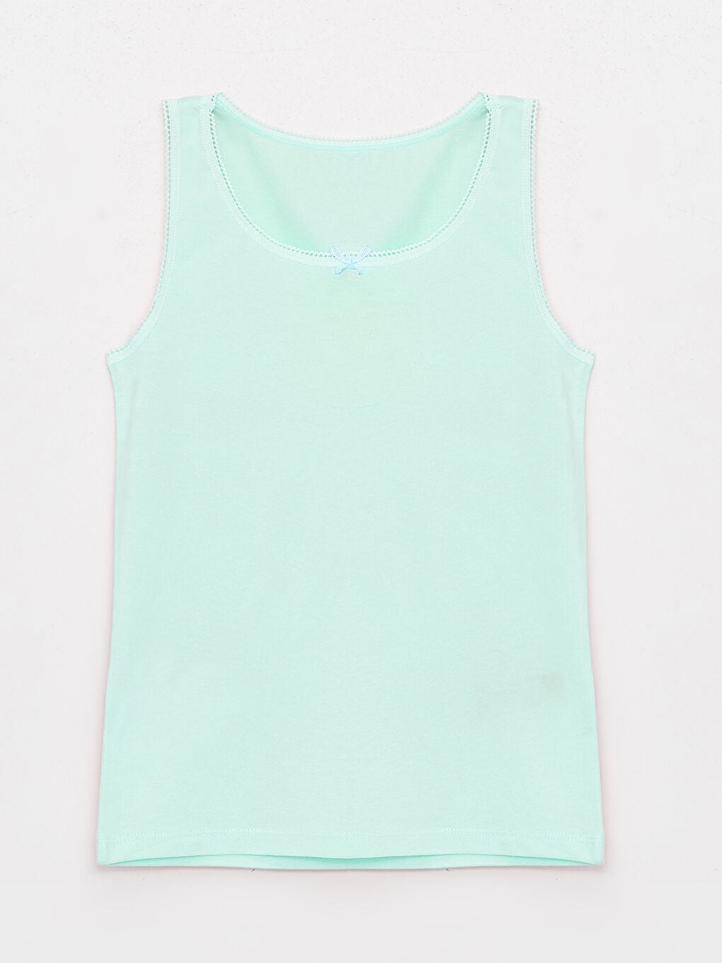 Girl's Lace Trimmed Tank Top – 100% Cotton | Mint Green
