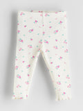 Floral-patterned baby leggings on a light gray background