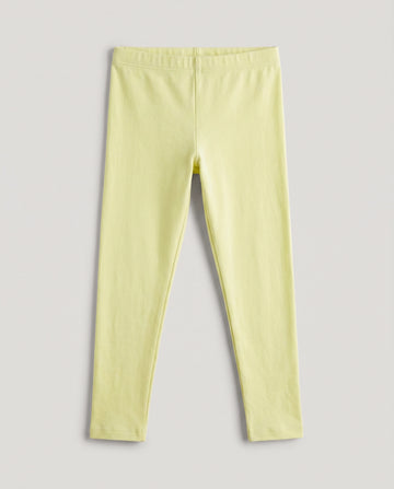 Girl's Soft Cotton Leggings - Lime Yellow