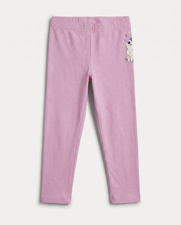 Girl's Soft Cotton Leggings - Pink
