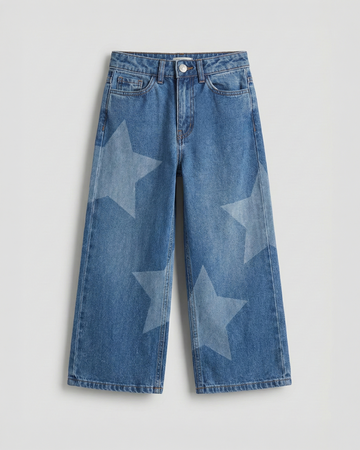 Girl's Baggy Star Print Denim Pant