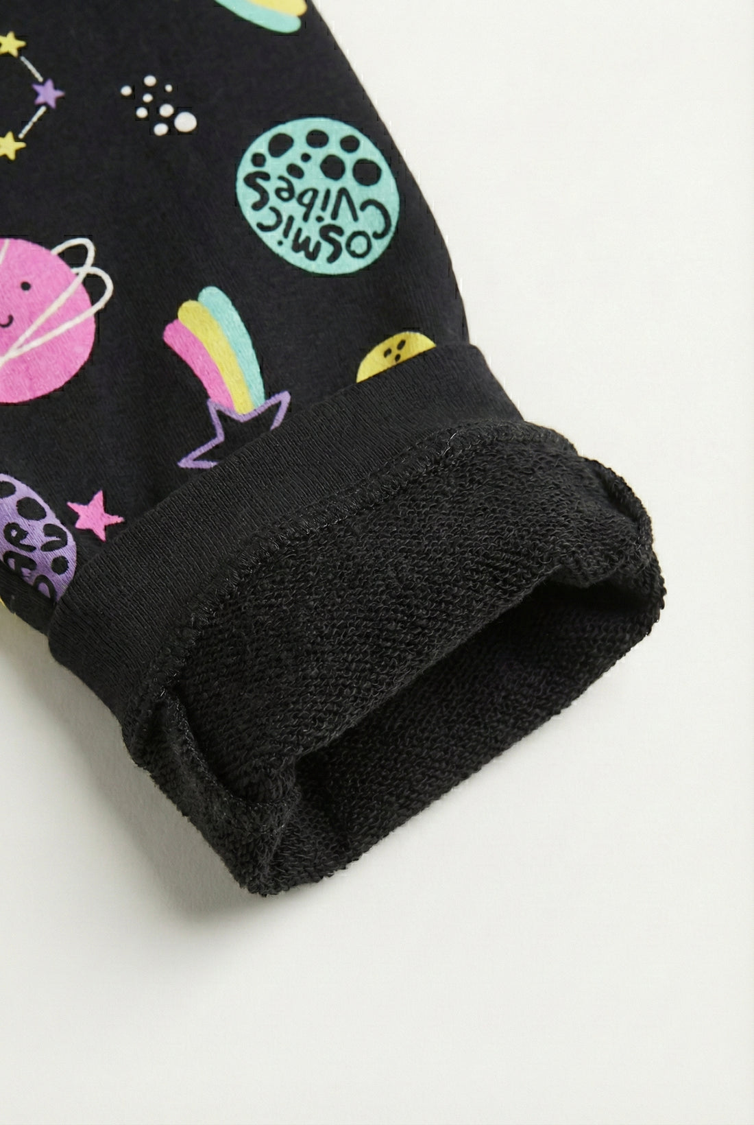 Girl's Stretchable Cotton Fabric Leggings | Black, Cosmic Vibe