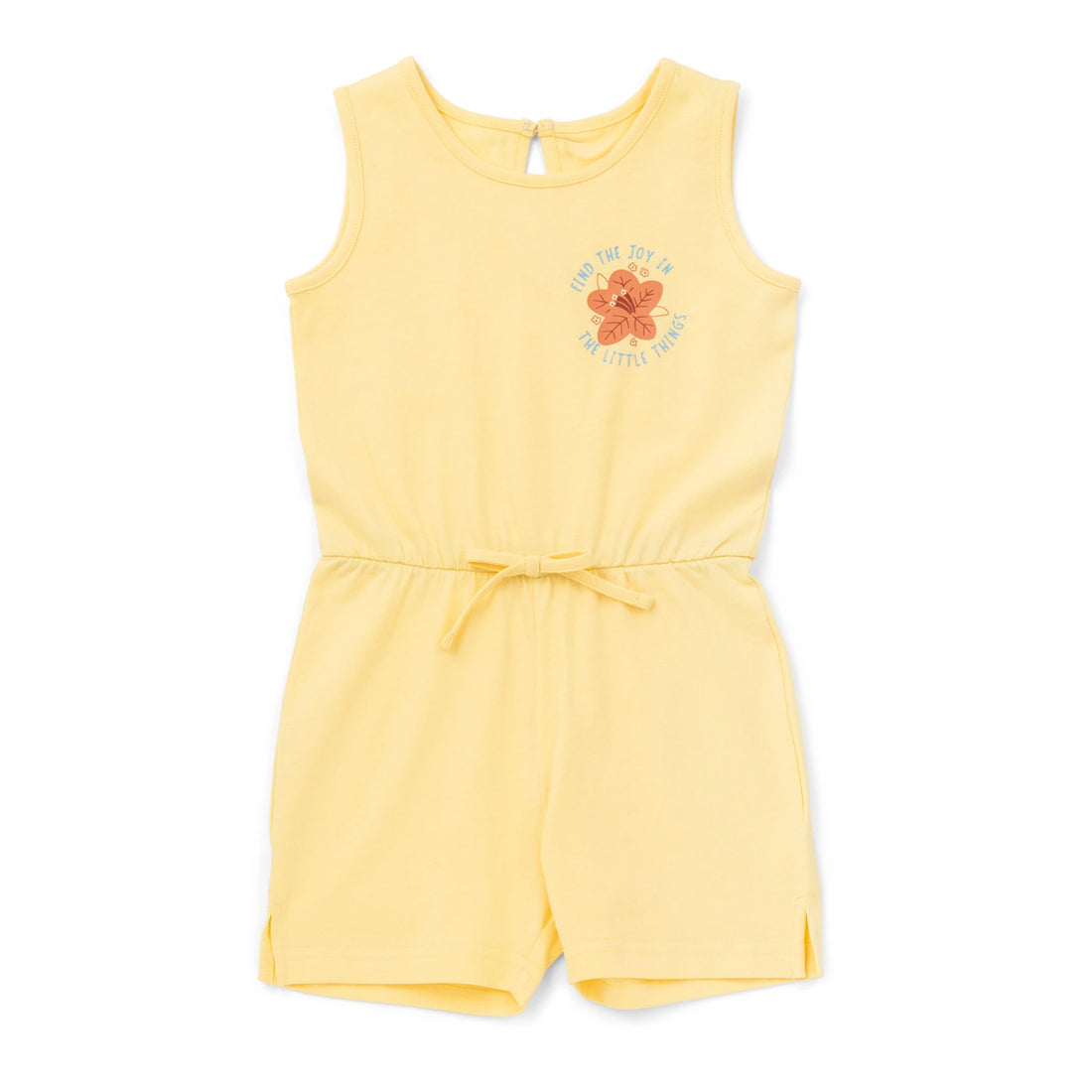 Girl's Jumpsuit made of Cotton in solid Yellow