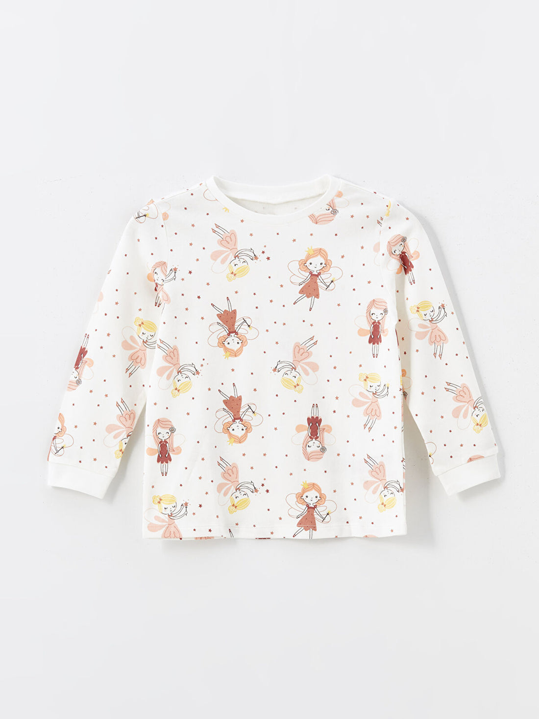 Kid's Sweatshirt Set | Cotton, Fairy Print, Crewneck, White