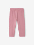 Girls Cotton 3/4 Mid Calf Pajama in solid pink color back side