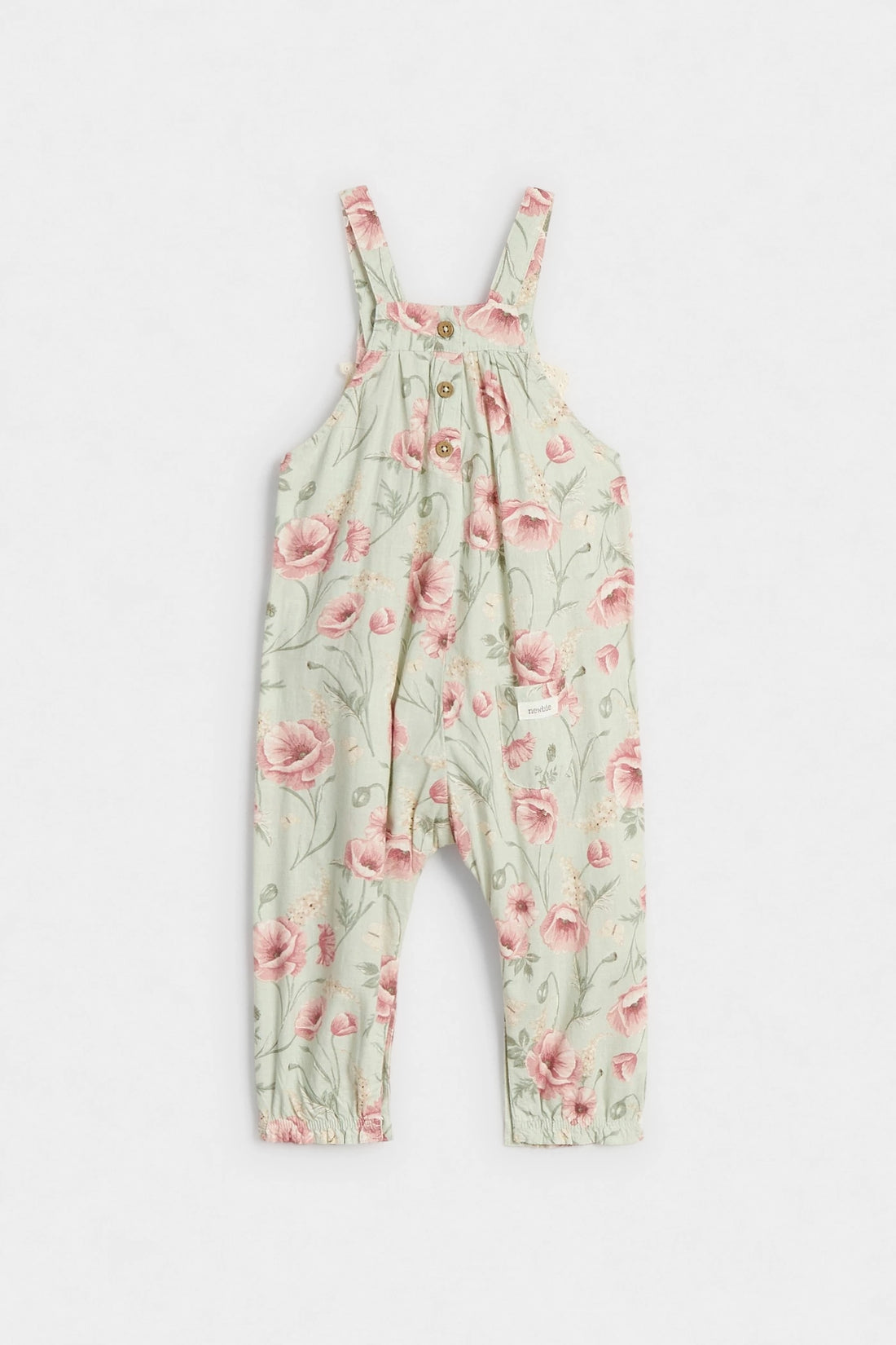 Baby Girl's Floral Ramie Cotton Dungaree Overall