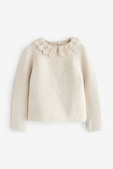 Girls Jumper | Knitwear, Cotton, Ruffled Neck