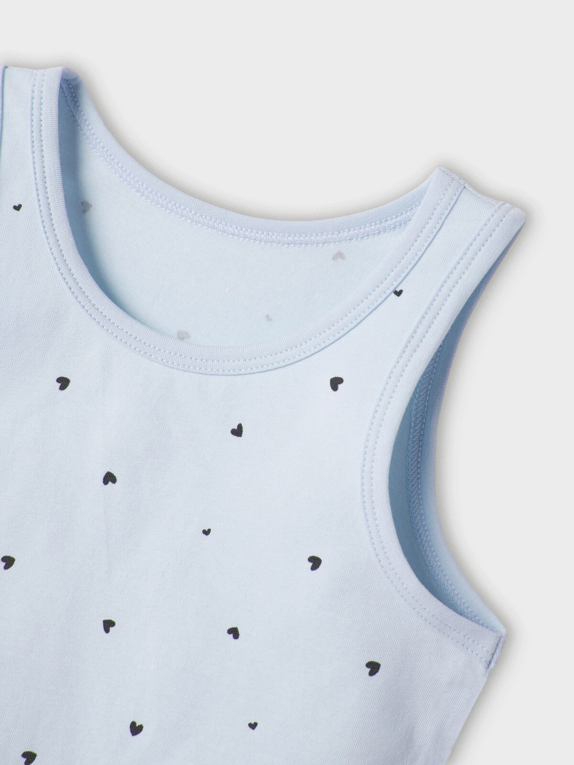 Girls' Light Blue Cotton Vest Top with Heart Print close