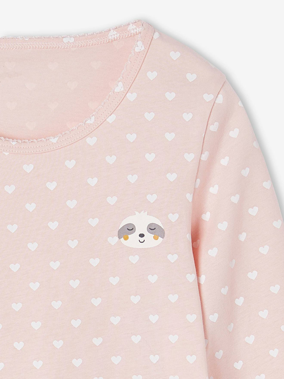 Girls' Long Sleeve Cotton T-shirt | Pink, Heart Print